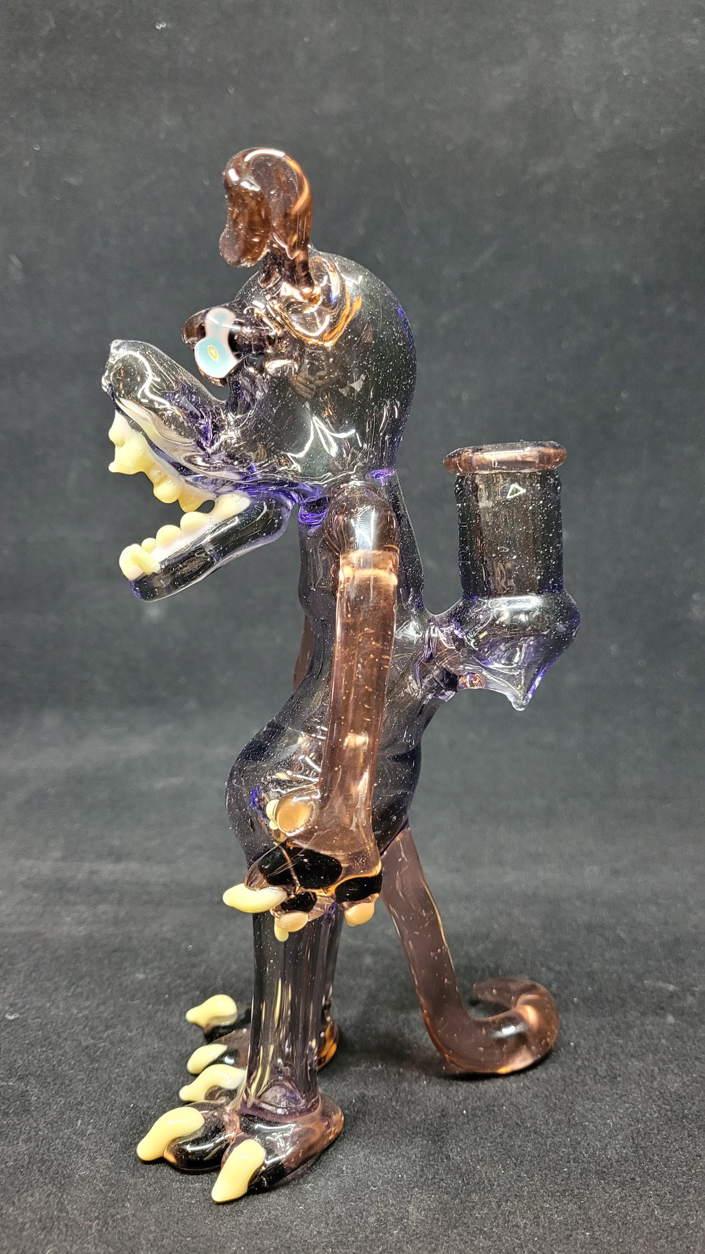 Tree Glass Standing Dog Open Mouth