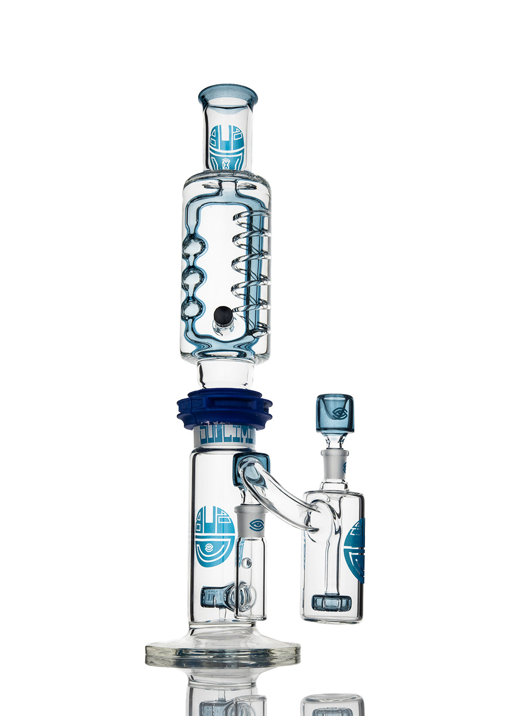 Subliminal Glass Medium Coil Stemless Straight Tube and Ash Catcher in blue