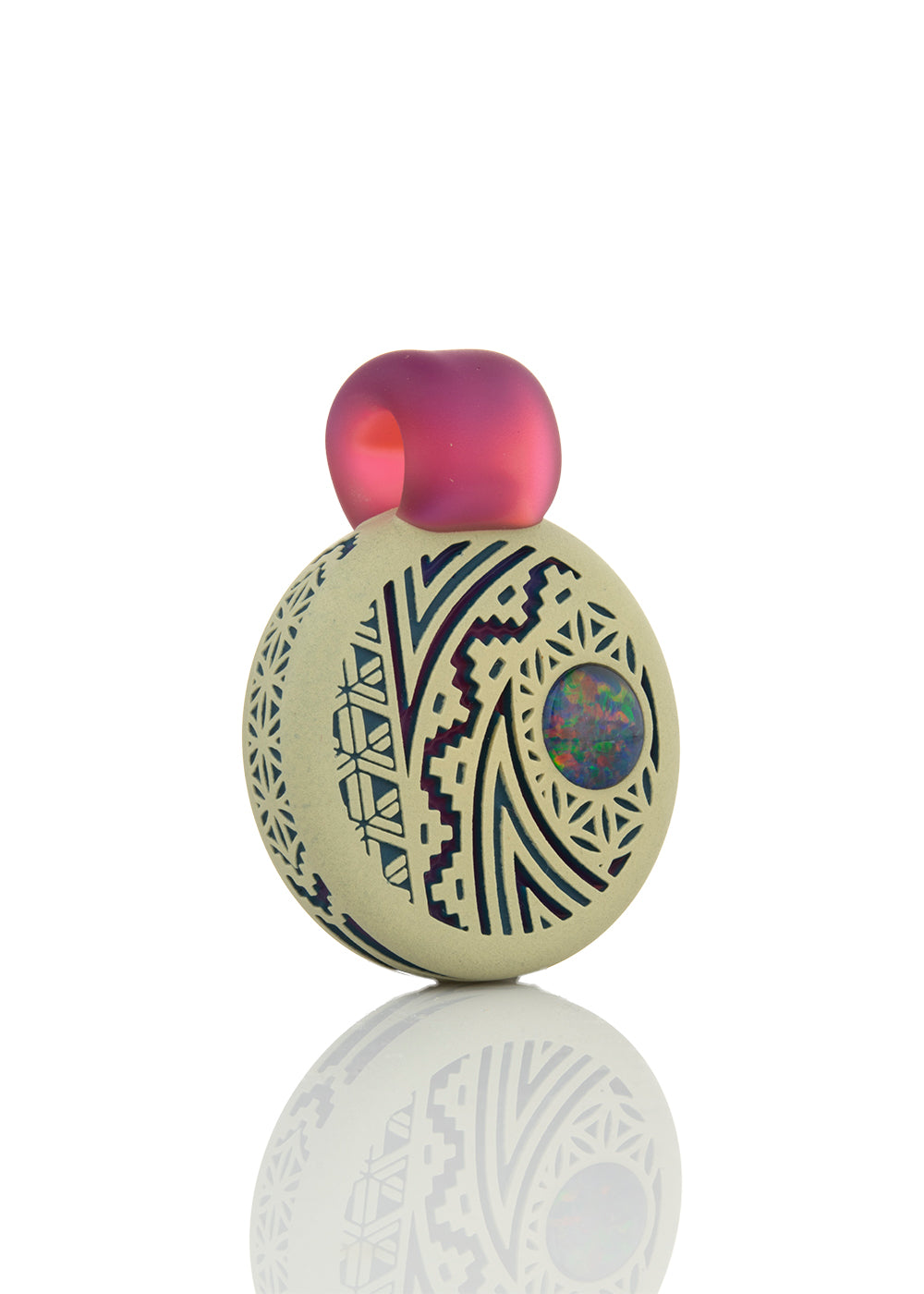 Sacred G Triple Color Telemagenta/Peacock Mashup with 10mm Aussie Opal by Glass Maze