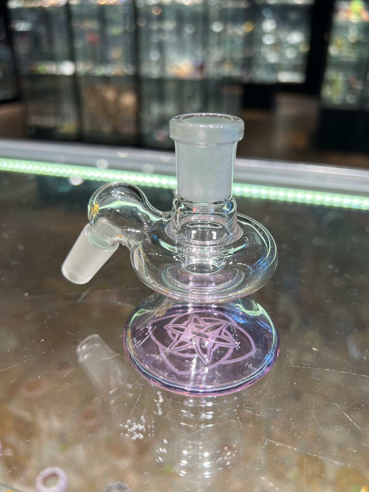 Ill Glass 14MM Dry Ash Catcher with Color Accent 45 Degree