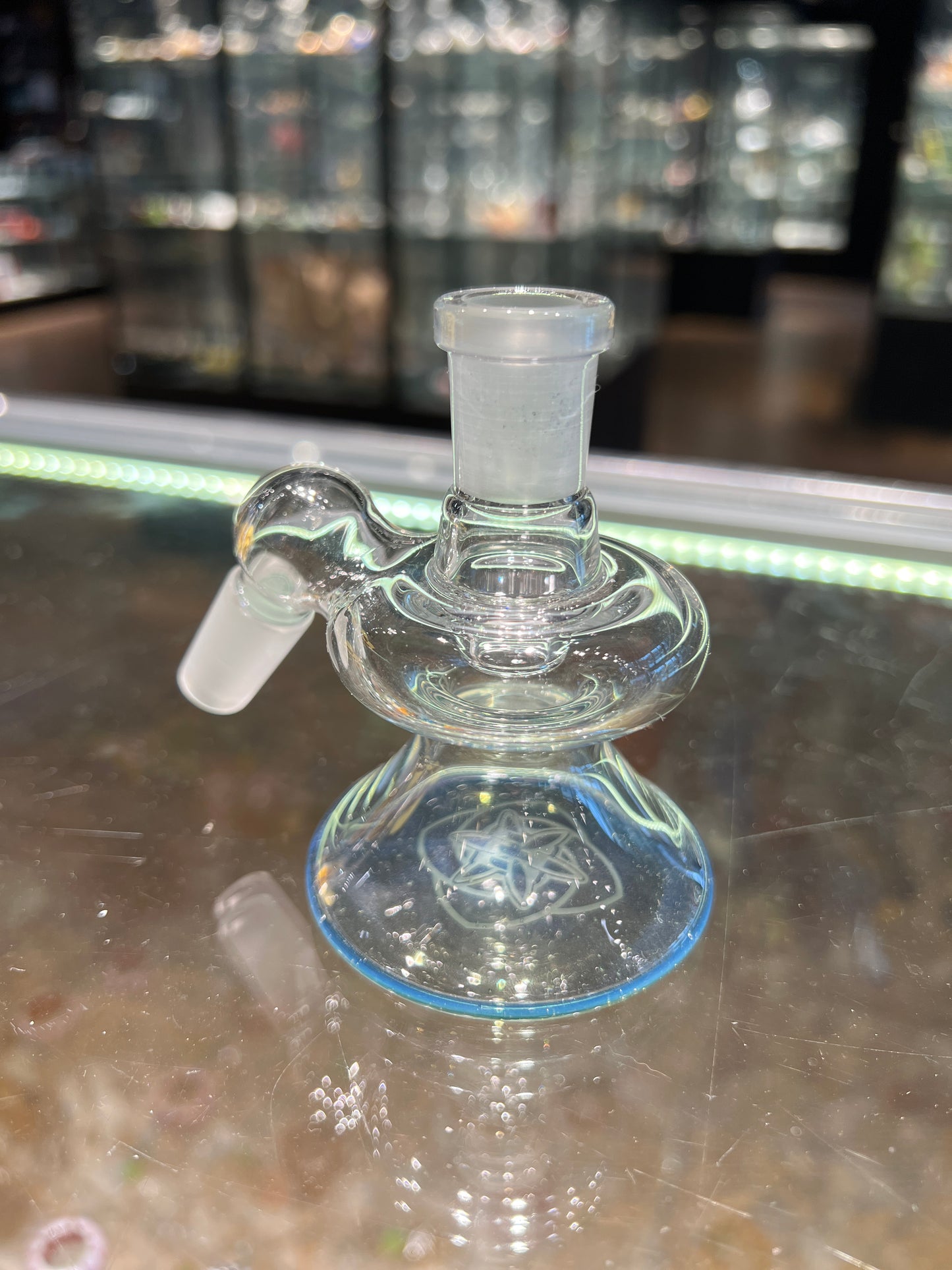 Ill Glass 14MM Dry Ash Catcher with Color Accent 45 Degree