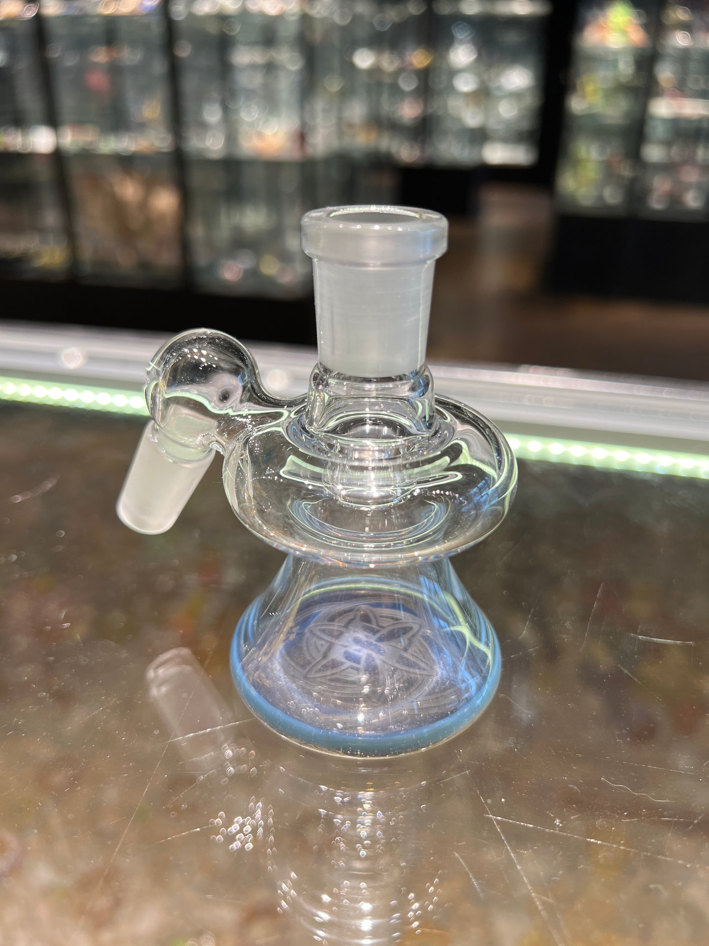 Ill Glass 14MM Dry Ash Catcher with Color Accent 45 Degree