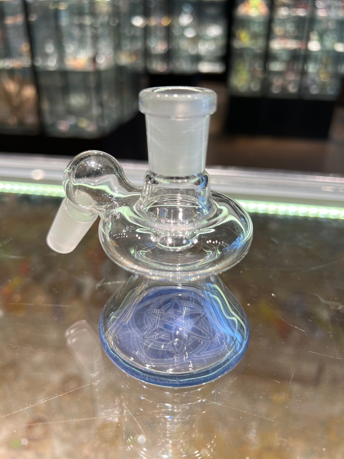 Ill Glass 14MM Dry Ash Catcher with Color Accent 45 Degree