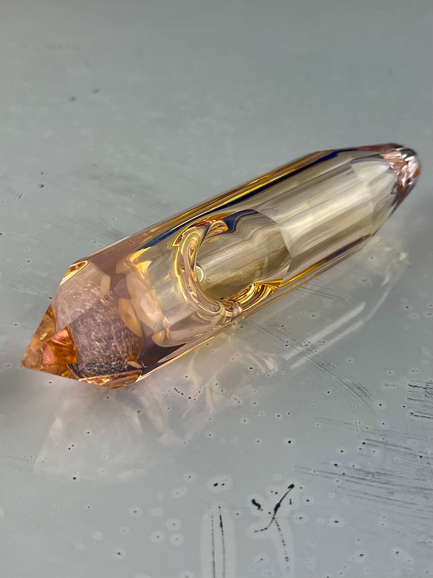 Atlantis Glass Crystal Pipes Light Pink and Gold