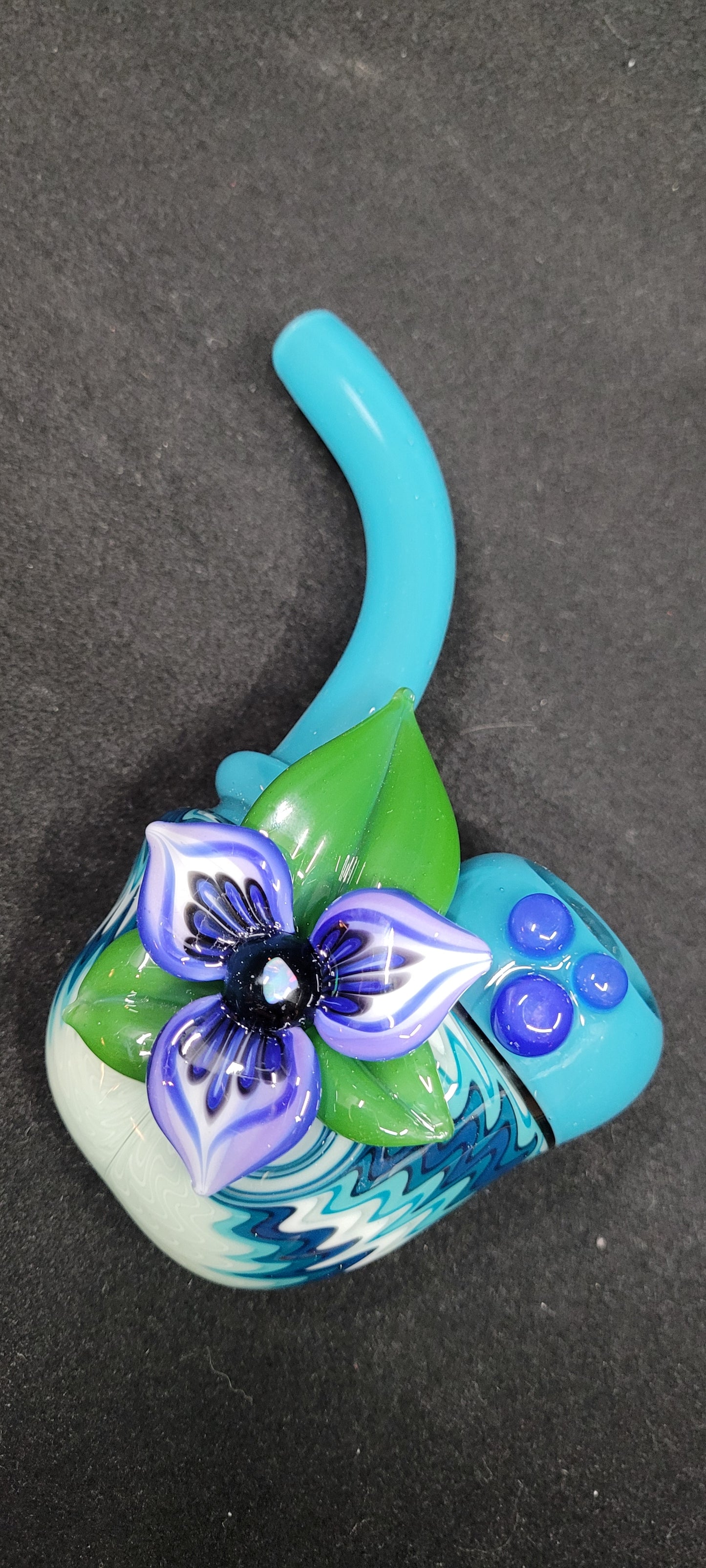 Sherlocks W/ Leaf, WigWag & Opal by Blossom Glass