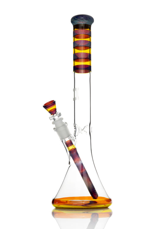 Ill Glass Custom 38mm 15" Beaker in Amber Purple and Thomas's Orange