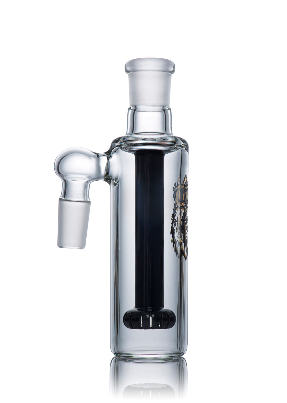 Manifest Glassworks 19mm 90Â° Cirq Ash Catcher with Black Accents and Logo in Black and Gold