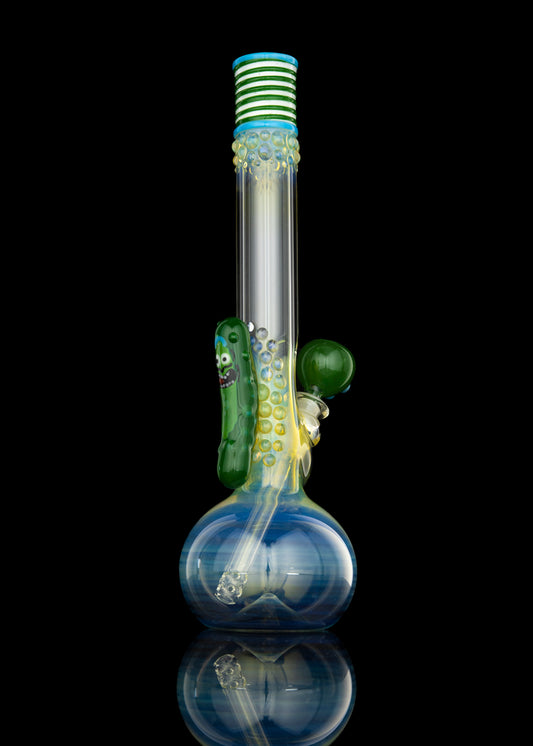 Trident Glass 15 Inch 38mm "Rick and Morty" Themed 3D Pickle Rick Tube #1