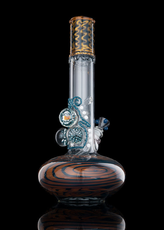 HVY 13" Metallic Coiled Bubble with 3 Marbles on 50mm Tube