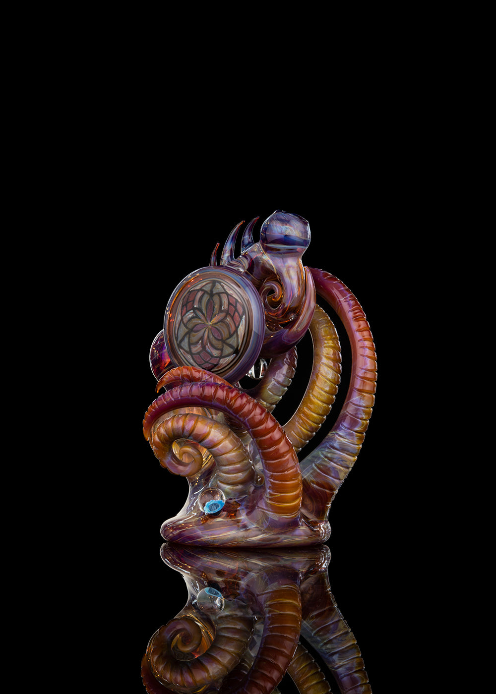 FREEEK! Horned Amber Purple Bubbler with Brain Marbles and Filla by Freeek!