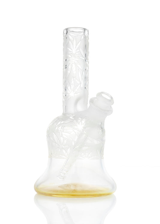 Fumed Bell Bottom Mini Vapor Tube with Blasted Leaves by Liberty 503